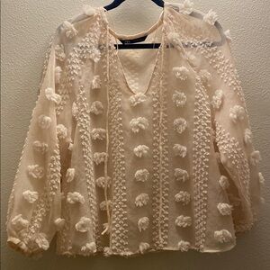 Zara Women's Cream Sheer Top